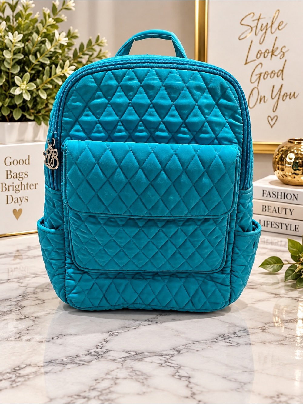 Vera Bradley Quilted Teal Backpack